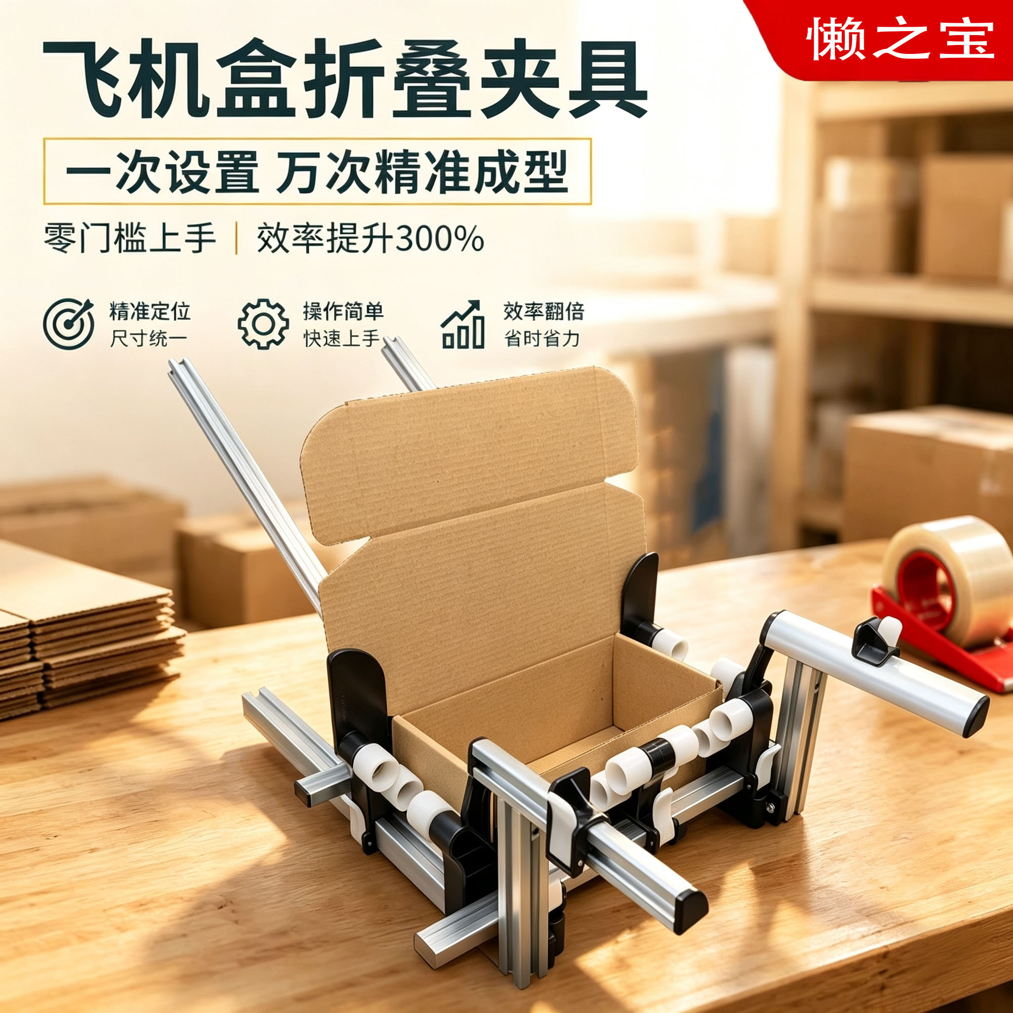 懒之宝飞机盒折叠工具