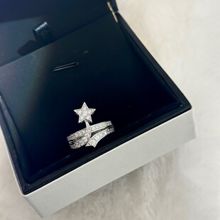S925纯银精工高级感璀璨彗星戒指女满钻五角星小仙风轻奢指环