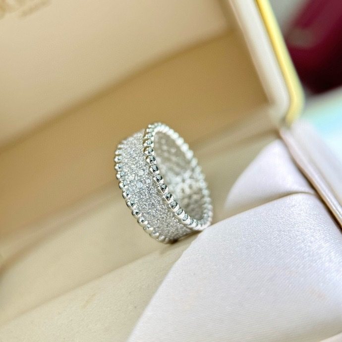 S925银圆珠满钻戒指女宽版精工高级感轻奢风ins珠边一排钻食指环