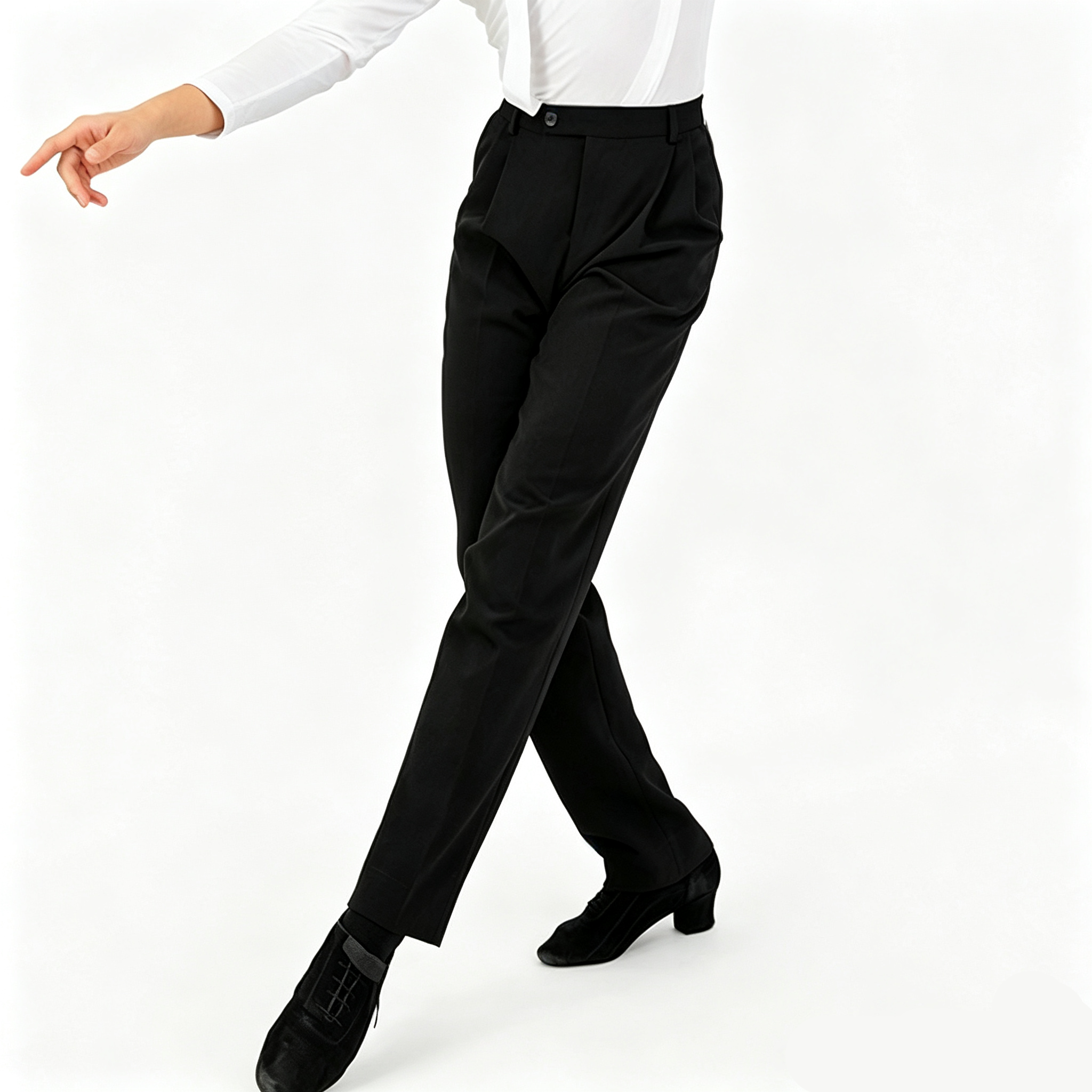 男士专业拉丁舞蹈修身小脚西裤黑色夏季国标舞跳舞练功表演长裤子