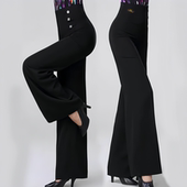 子练功交谊舞直筒裤 跳舞裤 广场舞拉丁舞舞蹈裤 摩登舞裤 女高腰长裤