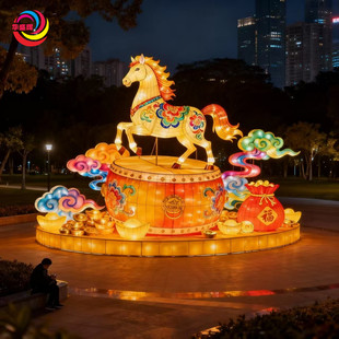 马年花灯元宵节彩灯春节马生肖灯笼新年发光公仔灯会摆件定制