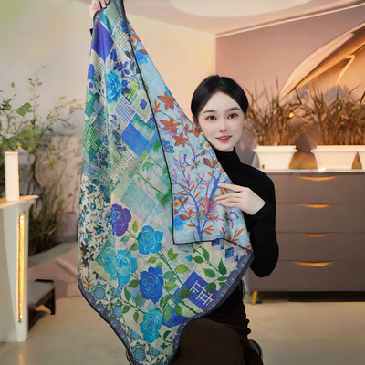 高级感丝绒双面异色大方巾时尚洋气围巾秋冬护颈保暖围脖披肩丝巾