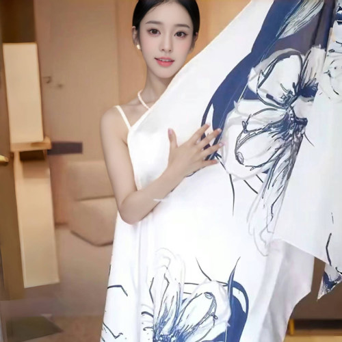 轻奢高级感洋气丝巾女国风上档次空调房护颈围巾春秋百搭防晒披肩
