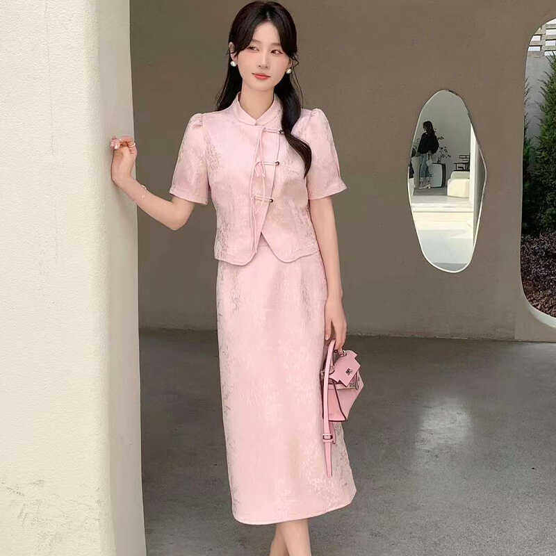 新中式国风套装女2026年夏季新款轻奢复古淑女高级感连衣裙套装