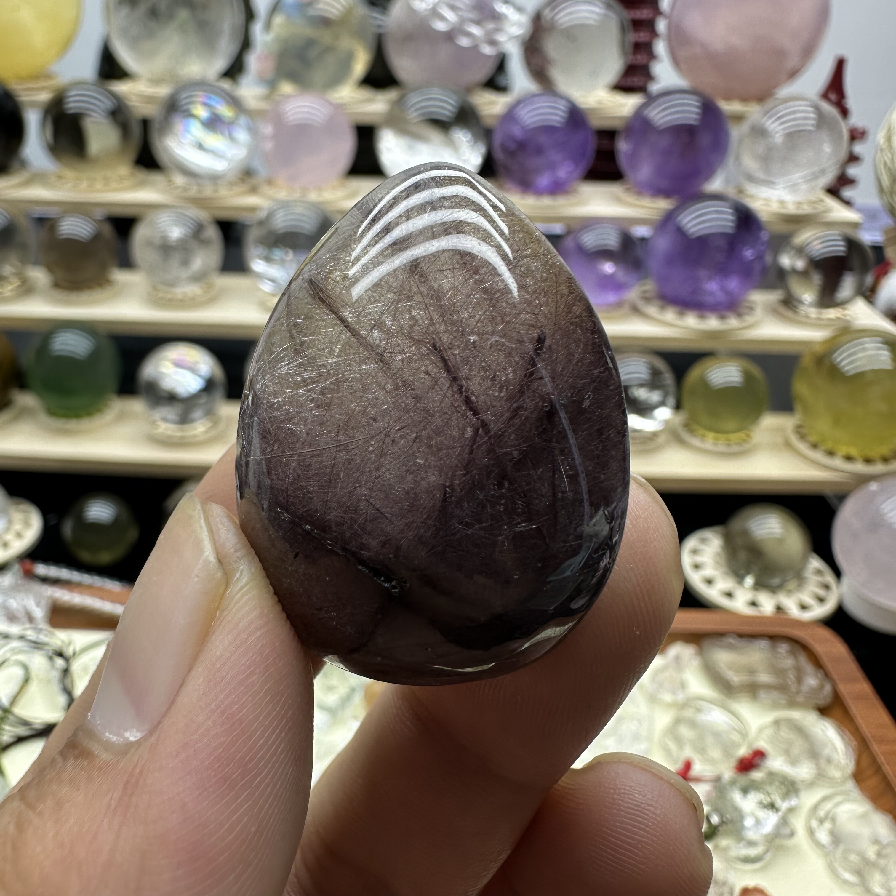 天然水晶紫黄兔毛意象水晶奔驰星光效应 精品吊坠裸石 一物一图