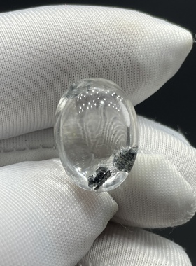 纯天然白水晶包裹黑色矿物质吊坠一物一图男女款晶体干净鬼斧神工