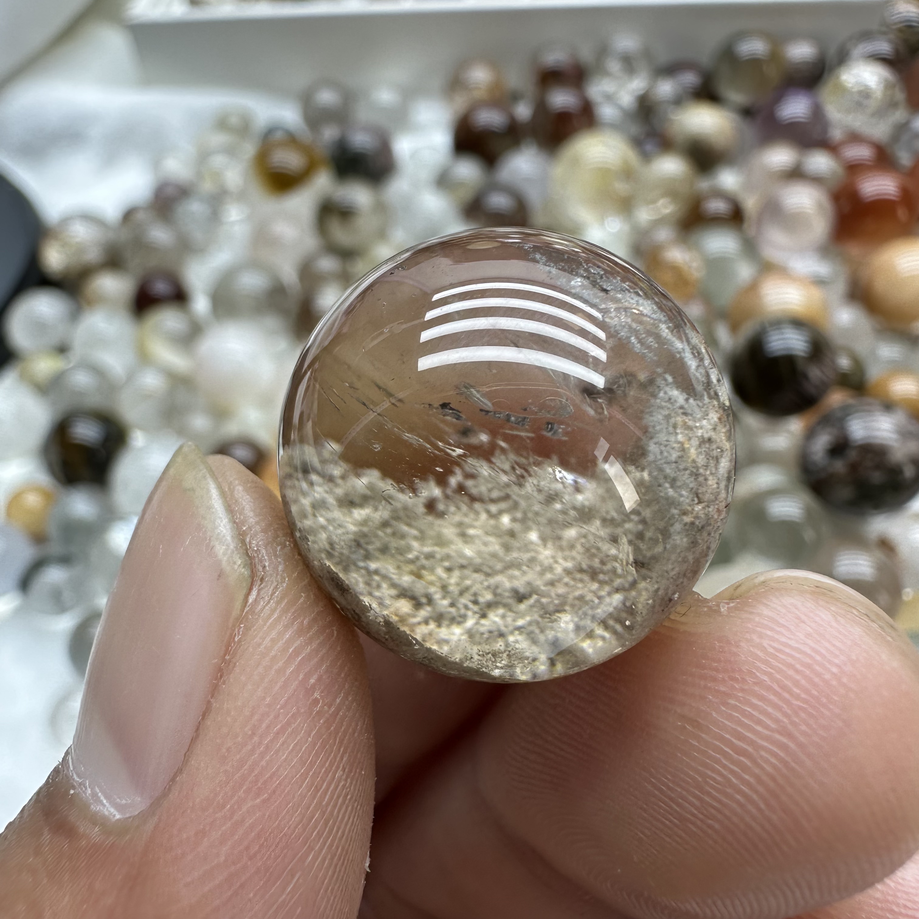 22.5mm天然茶水晶幽灵单珠DIY散珠配珠水晶吊坠可镶嵌一物一图