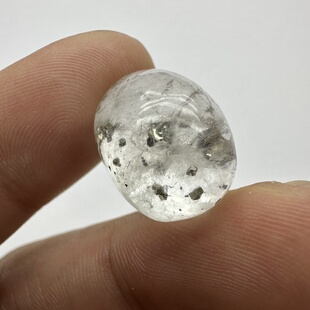 天然白水晶包裹体黄铜矿水晶吊坠裸石蛋面可镶嵌宝石一物一图