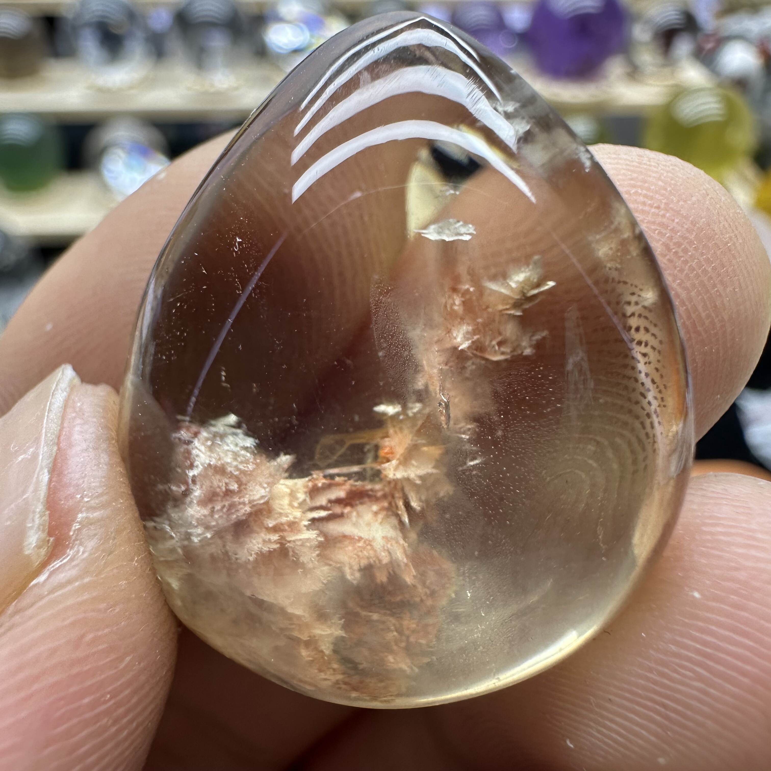 天然粉兔毛幽灵共生意象水晶吊坠裸石黄水晶挂坠项链一物一图孤品