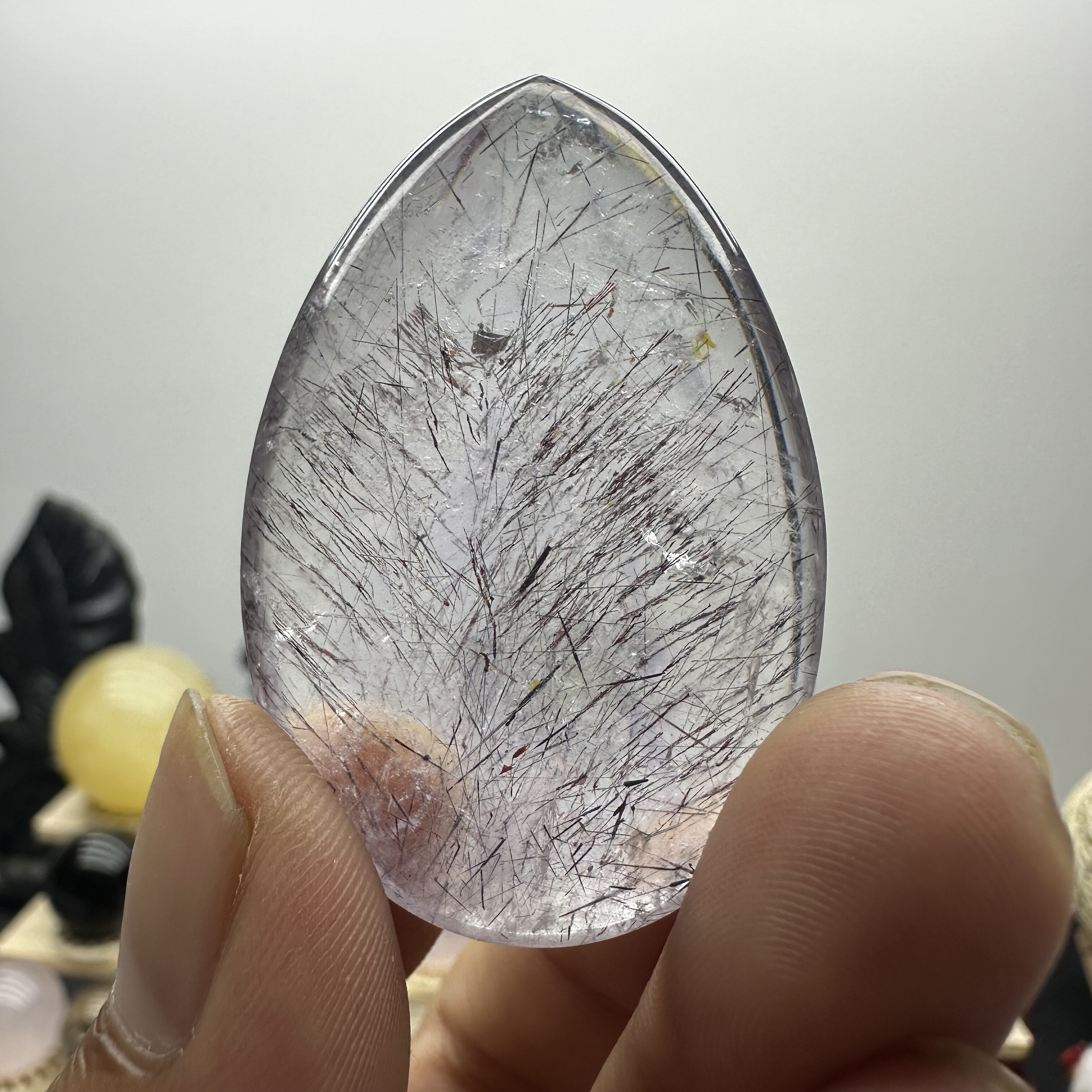 天然紫水晶超七紫发晶吊坠 紫红顺发晶 原石手工打磨抛光一物一图