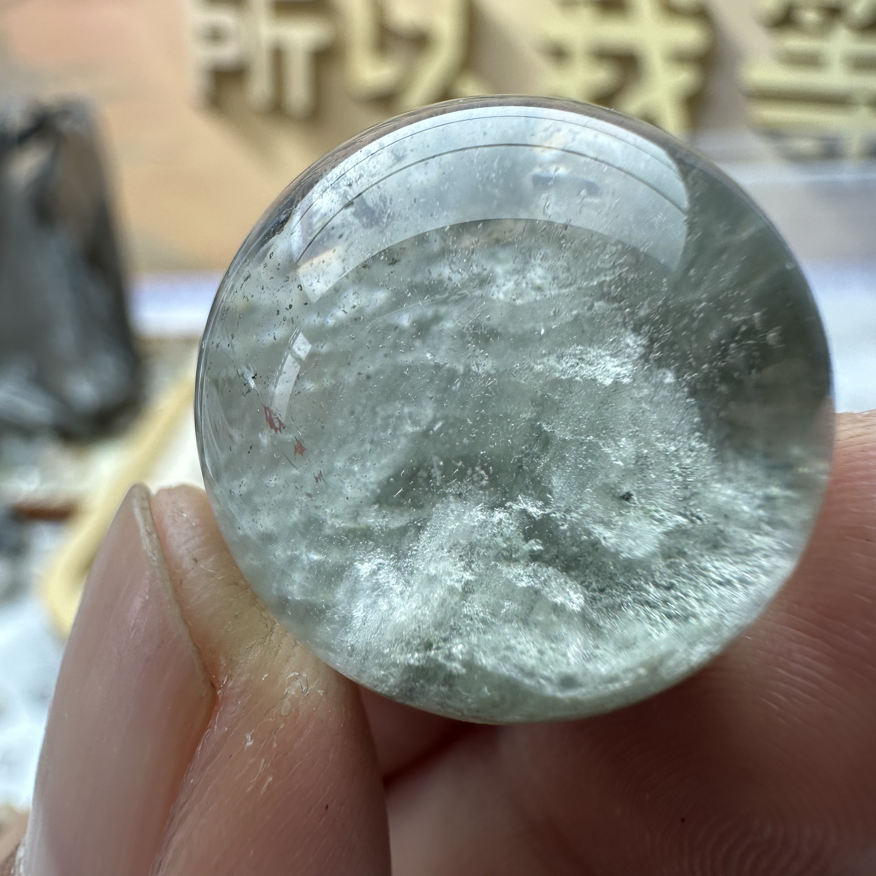 23.4mm白水晶蓝绿幽灵包裹颈饰