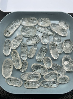 海藻发俏色点缀雕刻件 天然白水晶挂件饰品 年年有余水晶宝石女款