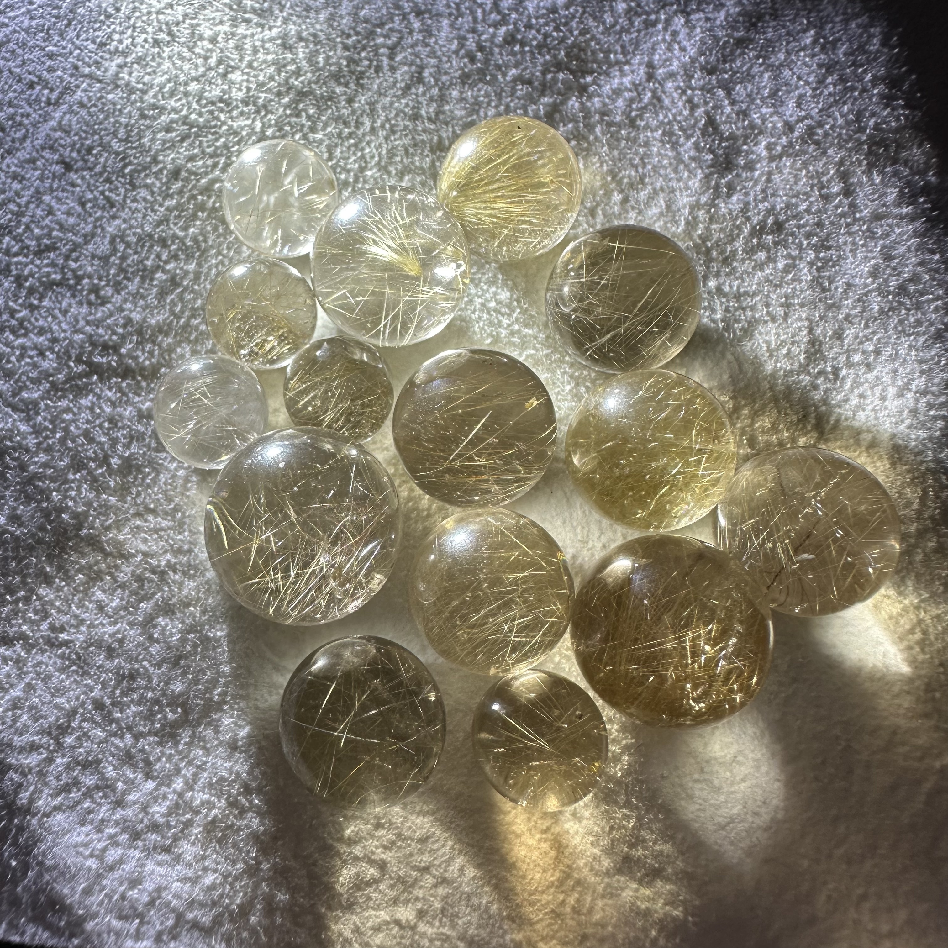 天然水晶金发晶吊坠圆珠水晶单珠配珠饰品项链多物多图消磁能量石