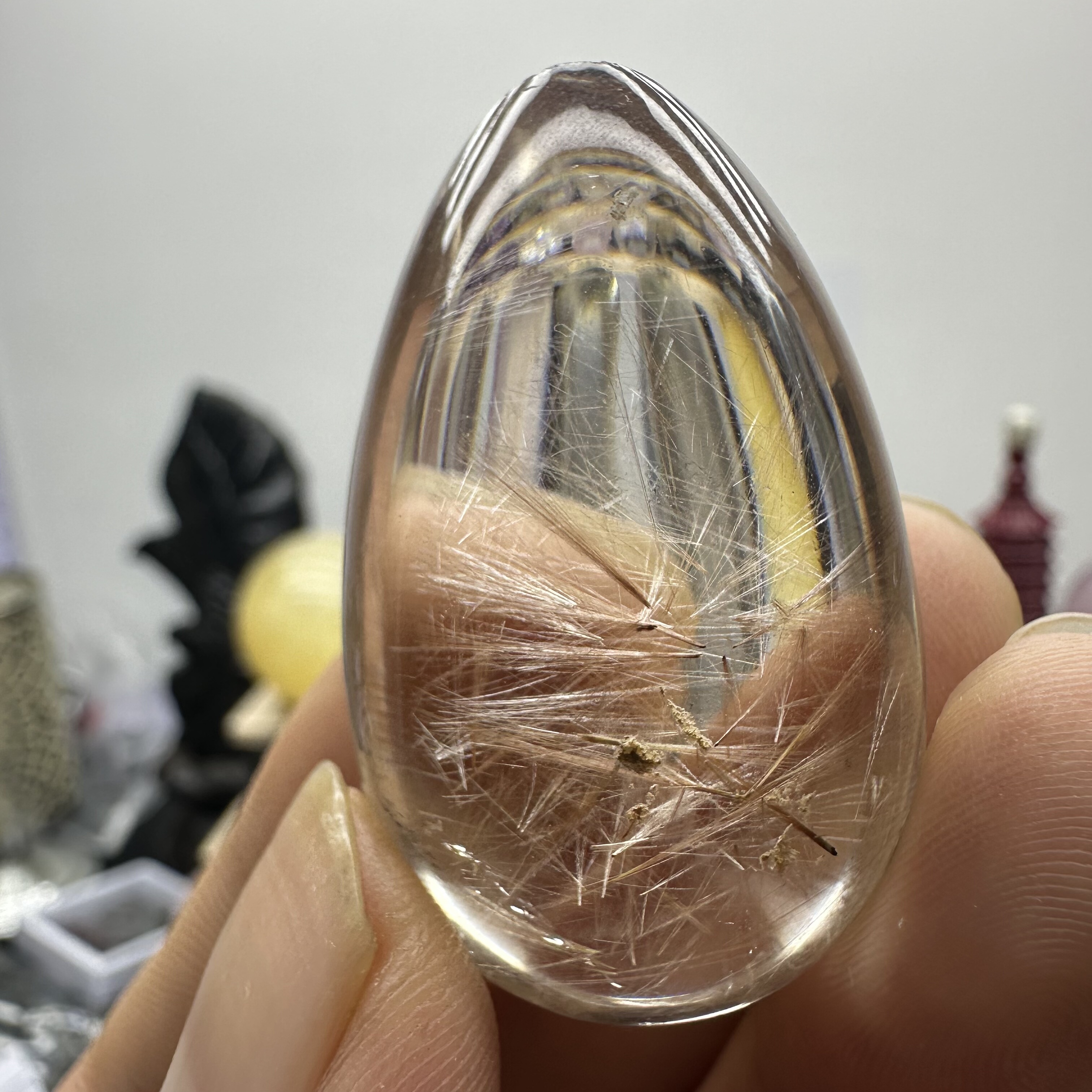 天然白水晶水滴型吊坠裸石发晶包裹体晶体通透一物一图男女款礼物