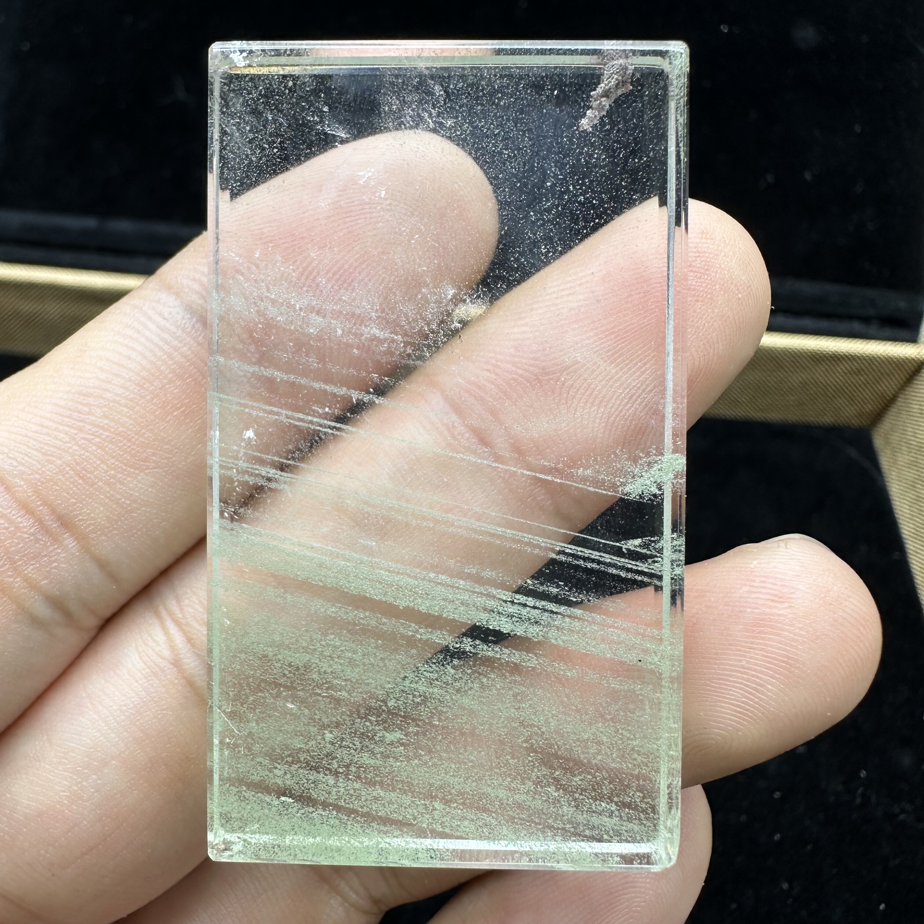 天然白水晶千层绿幽灵平安无事牌 晶体干净透彻 收藏品一物一图