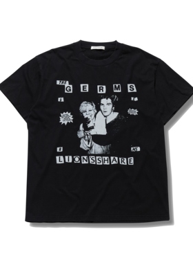 Danci Done Vintage单缝线Germs 乐队恋人正肩短宽松复古短袖T恤