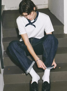 Danci Done ROW风复古RASS版型粉赤耳窄幅宽松直筒原色牛仔裤原牛