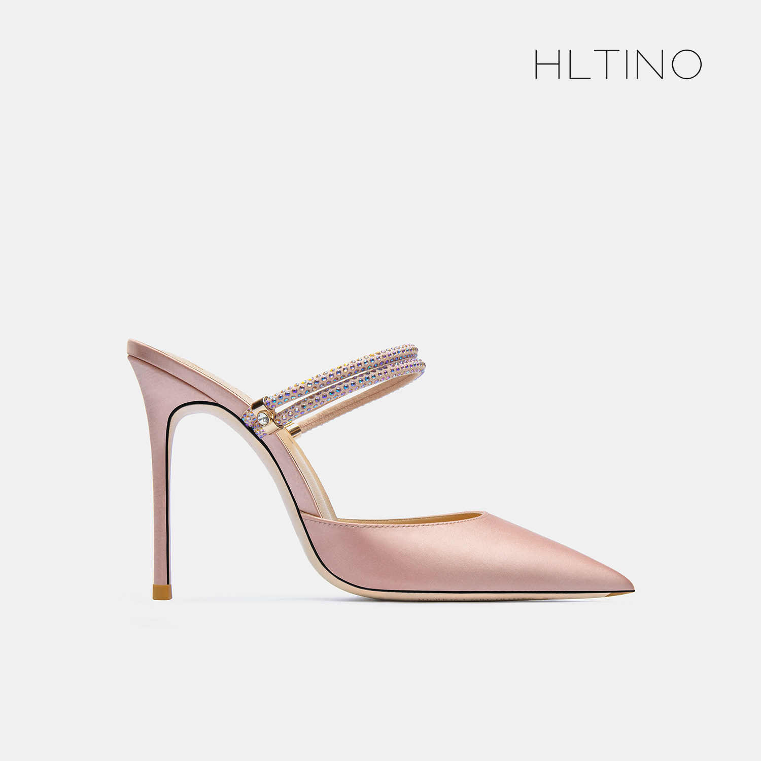 高跟凉鞋女2025年新款香槟色绸缎夏天绑带尖头细跟水钻两穿女凉拖,女鞋,时装凉鞋,淘宝优惠券,粉丝福利购,淘宝优惠卷