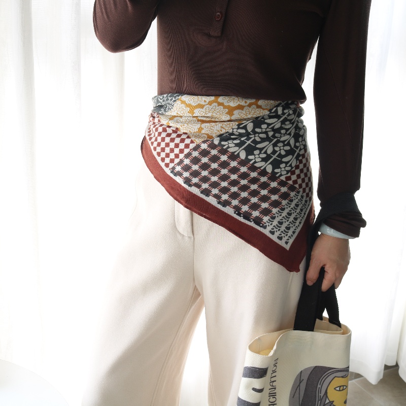 70CM棉麻小方巾时髦穿搭系腰丝巾腰带女叠穿神器韩版百搭领巾腰封