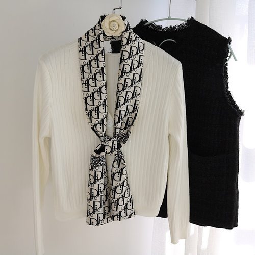 英伦风洋气字母韩国条纹职业领巾