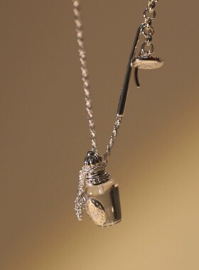 纯银复古透明香水瓶项链女轻奢高级感小众设计感流苏吊坠日常百搭