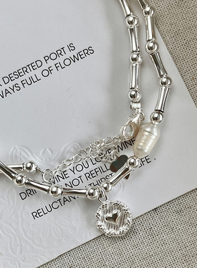 极光小众竹节心性珍珠项链S925银