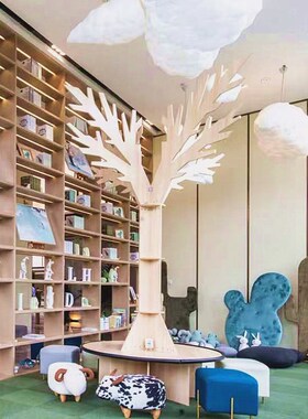 早教培训大厅树形休息区落地摆件