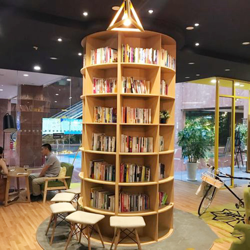 大型中央书架摆件立体圆柱书柜