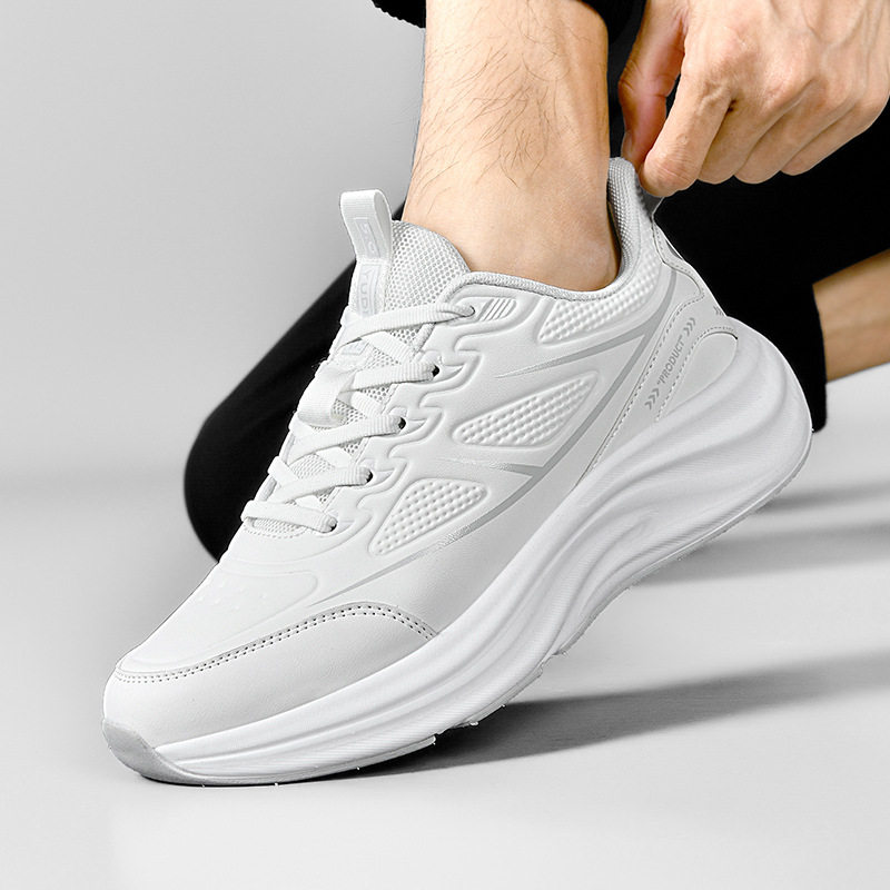 合成鞋业男式秋冬跑步鞋低帮皮面轻便透气缓震减震运动鞋时尚跑鞋