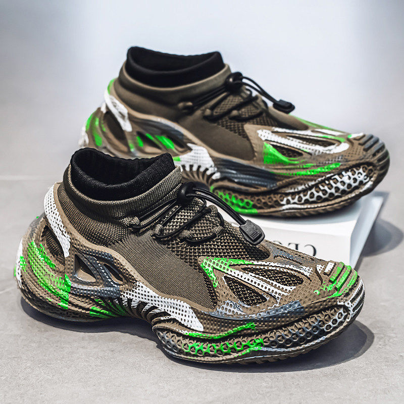 合成鞋业椰子男鞋2026新款夏季透气飞织防臭网面运动大码45一脚蹬