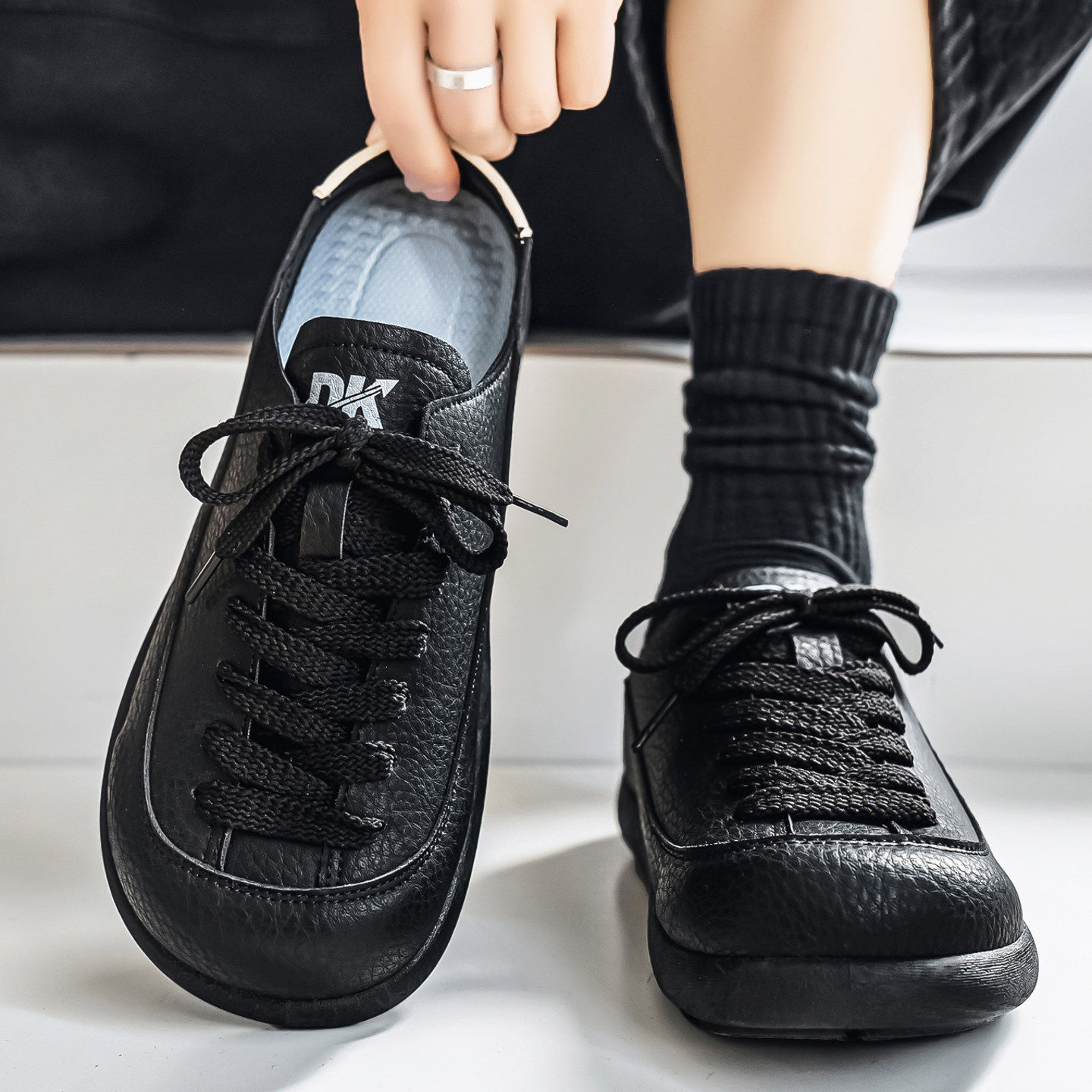 合成鞋业帆布男鞋2026新款夏季透气休闲一脚蹬半拖鞋运动大码白色