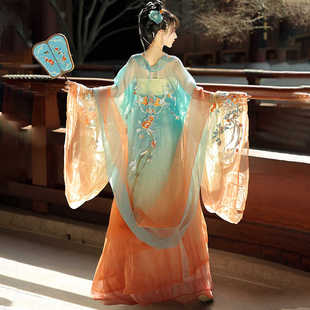 轻纱挽妆花满蹊刺绣齐胸诃子裙大袖 渐变汉服超仙古风2024中国风 衫