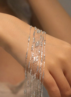 流萤 银色方珠流苏链条 纯铜电泳厚银 diy手工项链流苏饰品配件