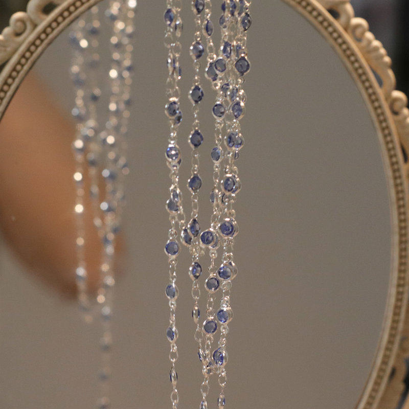 钻蓝色包边玻璃链条 纯铜电泳厚银 diy手作饰品材料,饰品/流行首饰/时尚饰品新,链条,淘宝优惠券,粉丝福利购,淘宝优惠卷