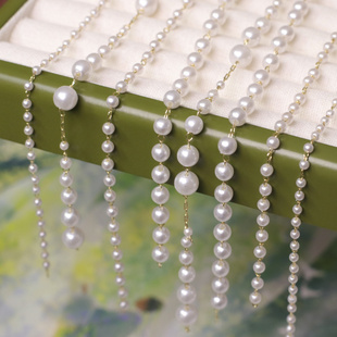 DIY耳环项链洛丽塔饰品材料 6mm珍珠流苏链条 铜镀18K真金3