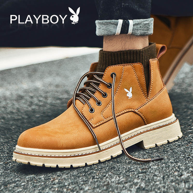花花公子男鞋冬季潮鞋2019新款百搭马丁靴男切尔西短靴高帮工装靴在类目 流行男鞋, 靴子中 - 来自Buy2taobao.com提供专业的淘宝代购服务