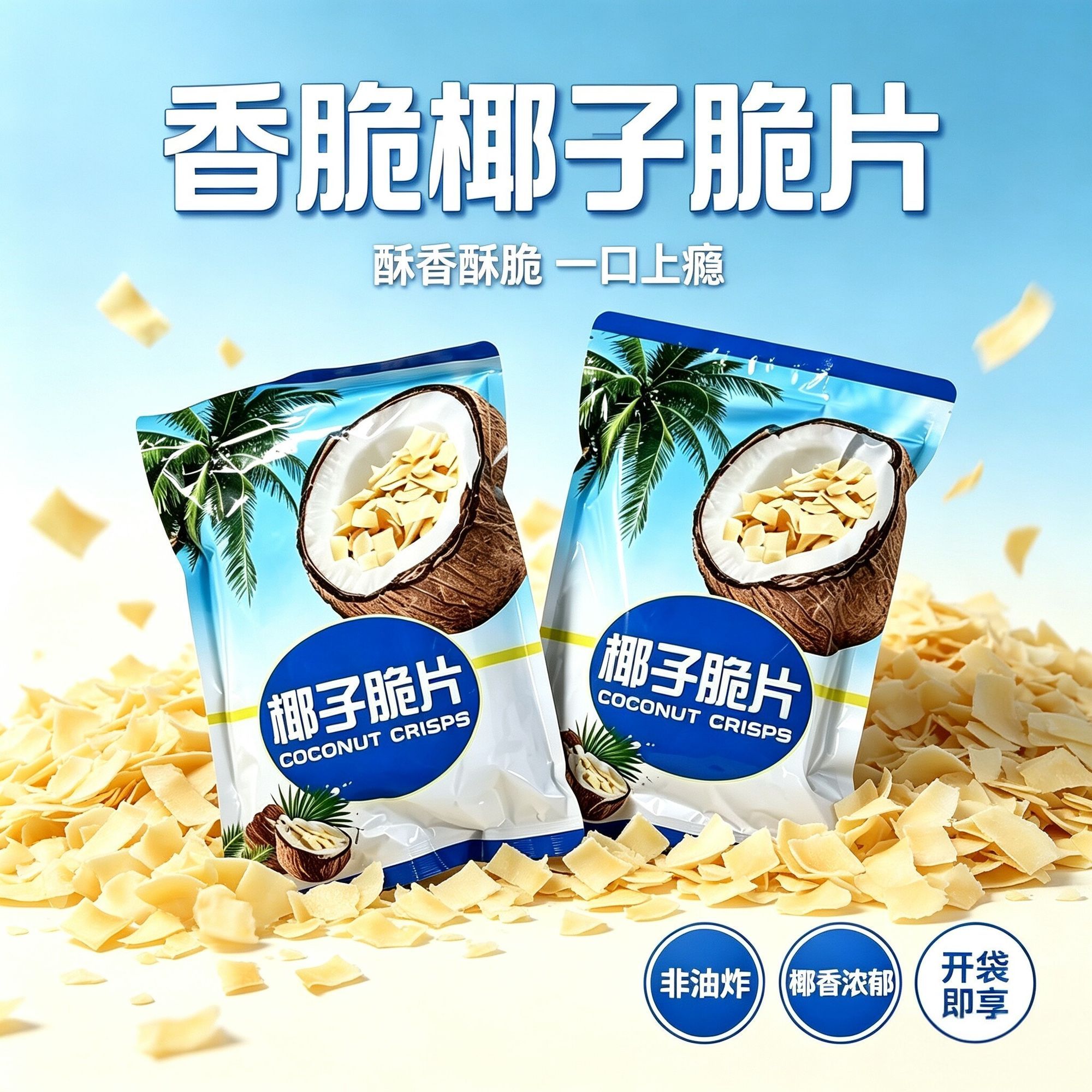 海南特产椰子片脆片即食烤椰子肉干优质椰子脆片薄脆椰果干椰子角