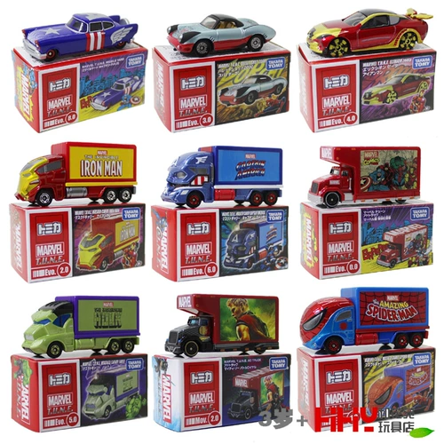 Takara tomy, полноприводная модель автомобиля, игрушка для мальчиков, Марвел, Человек-паук, капитан Америка