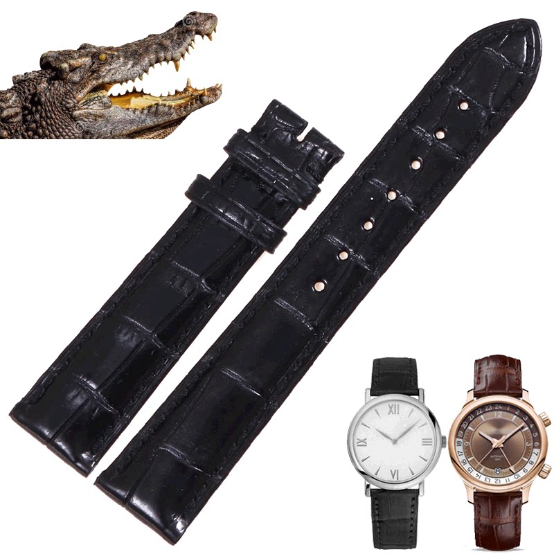 适合肖邦/萧邦美洲鳄鱼皮表带 L.U.C系列 真皮手表带男表带