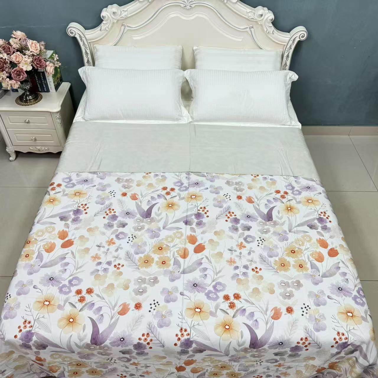 40支天丝莱赛尔纤维印花被套单品双人大尺寸斜纹清爽顺垂花卉微瑕