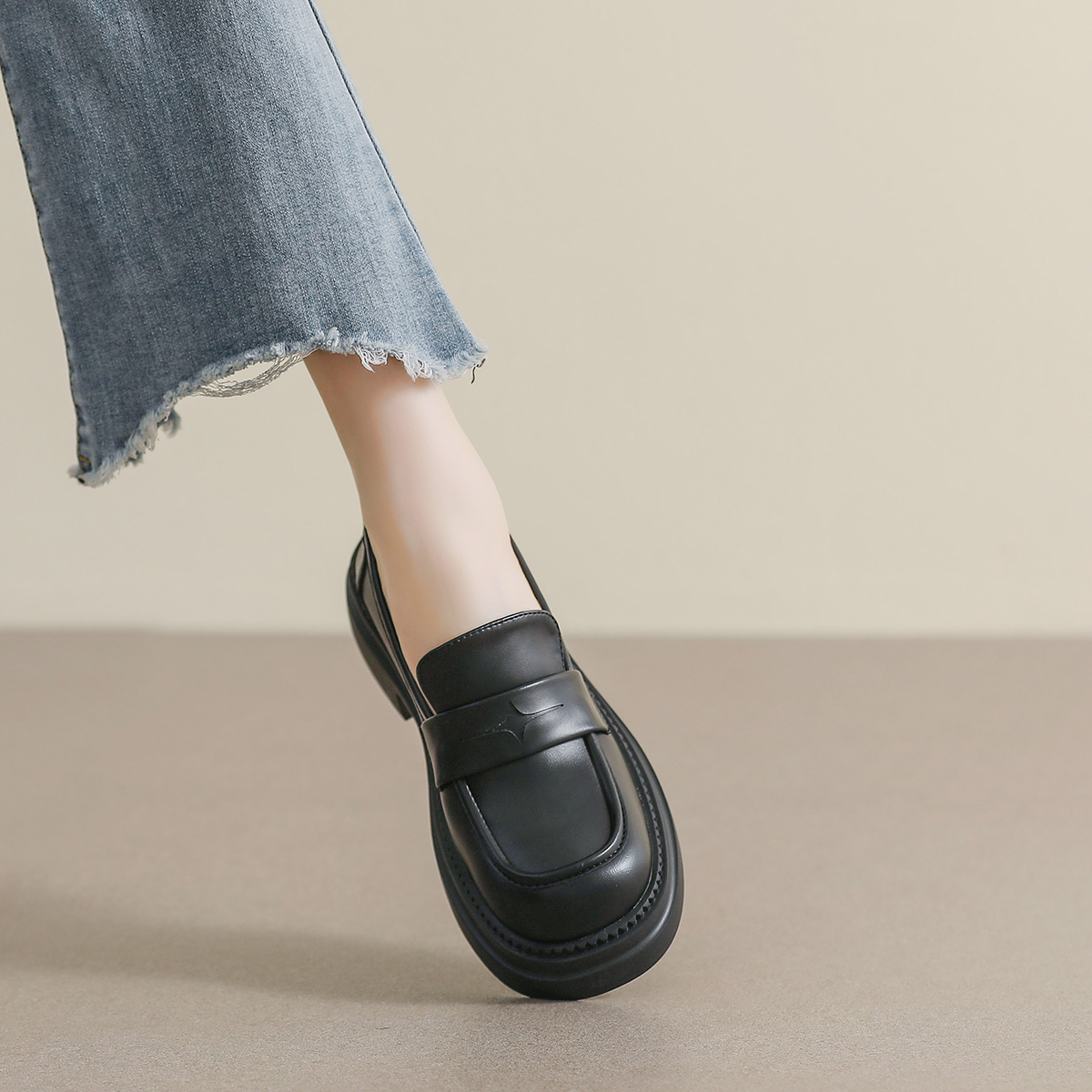 真皮蒂尼登乐福鞋英伦风