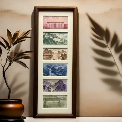 人民币相框祖国大好河山六行山水画框DIY生日礼物桌面摆台展示框