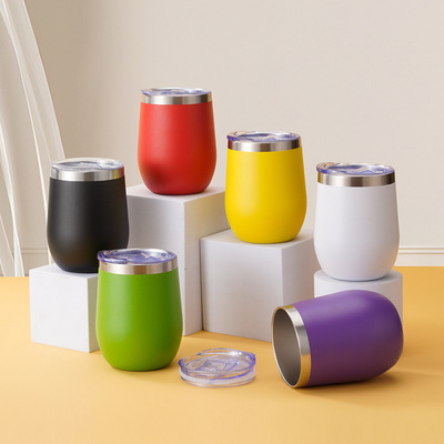 时尚咖啡红酒保冷不锈钢大肚杯