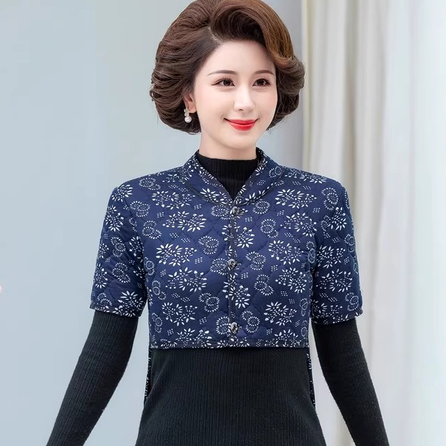 中老年女秋装护背短袖护肩冬加绒厚驼绒棉防寒护腰妈妈装保暖马甲
