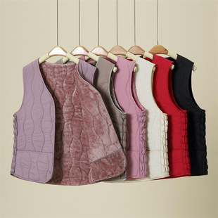 百搭内胆 v领坎肩修身 2024新款 秋冬羽绒棉马甲女加绒保暖背心短款