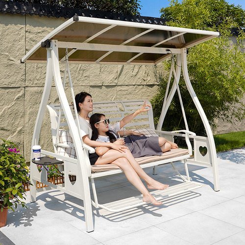 户外铝合金太阳能灯双人秋千