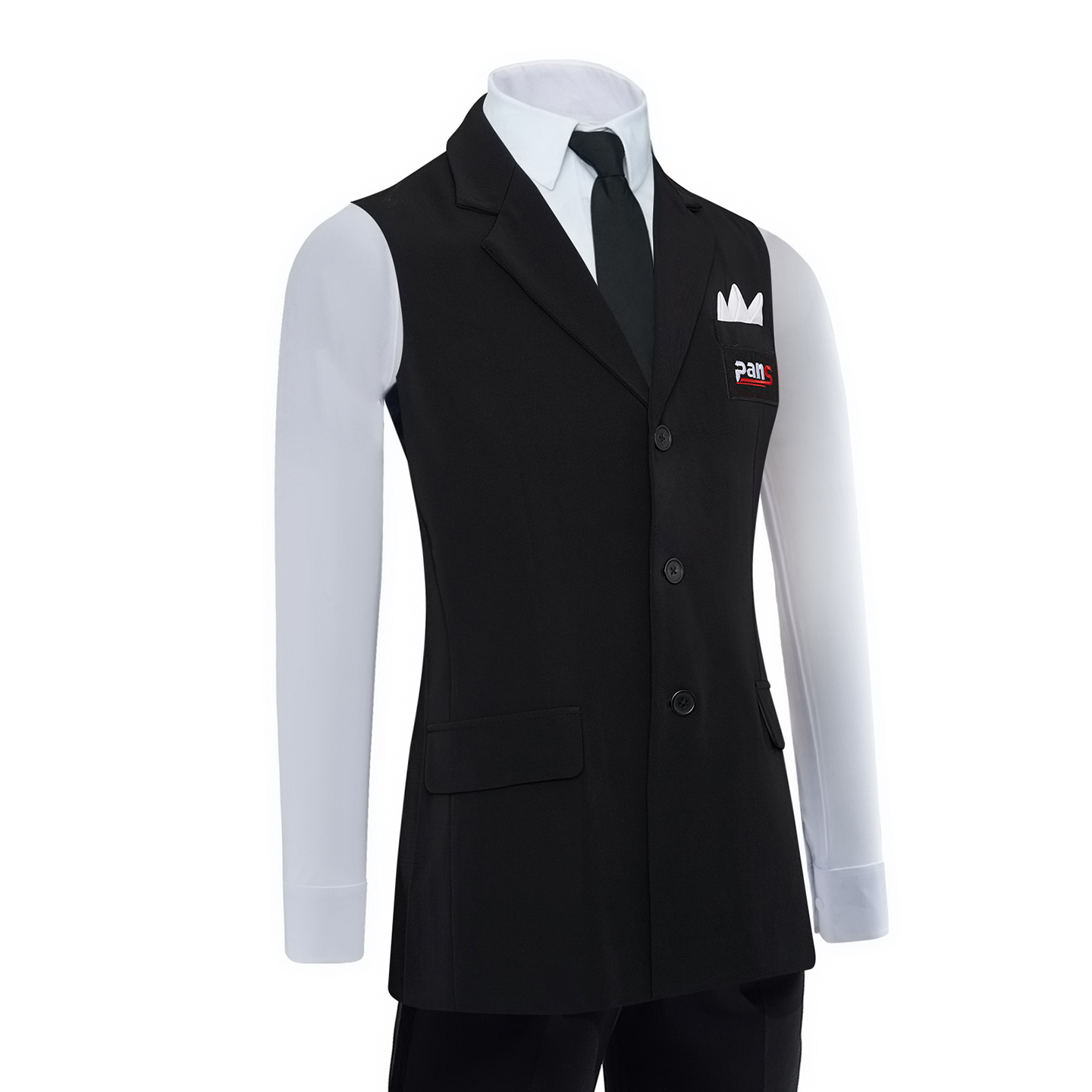 男士摩登舞单排扣长马甲平驳领国标舞训练服华尔兹演出服练功服