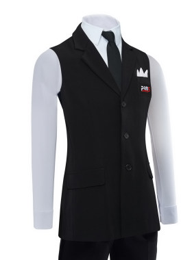 男士摩登舞单排扣长马甲平驳领国标舞训练服华尔兹演出服练功服