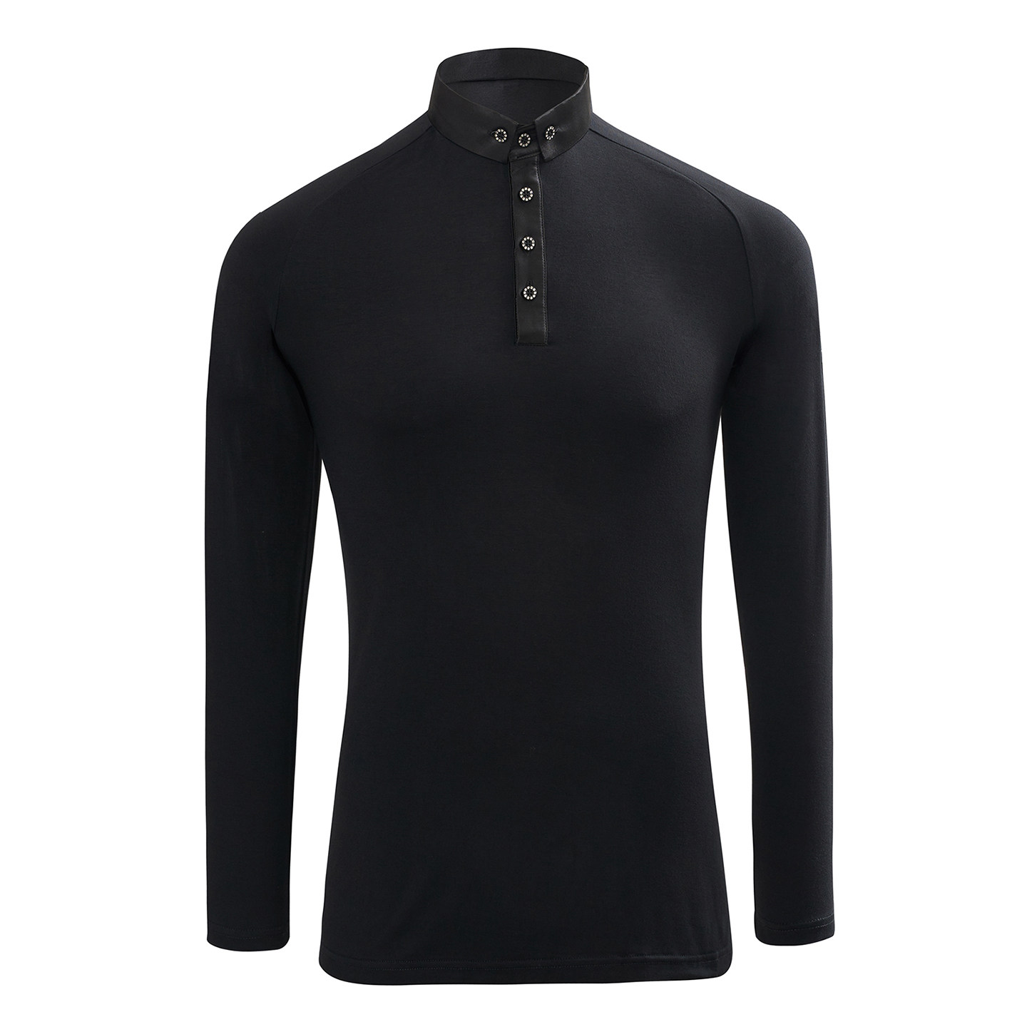 摩登舞国标舞训练服练功服三粒扣插肩袖木代尔棉色丁领子秋冬长袖